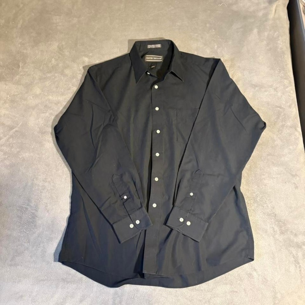 David‎ Taylor Black long sleeve button up Size 17 shirt